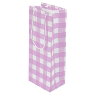 Pale pink gingham wine gift bag