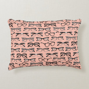 Pale Pink Glasses, Eyeglasses, Eyewear Decorative Cushion