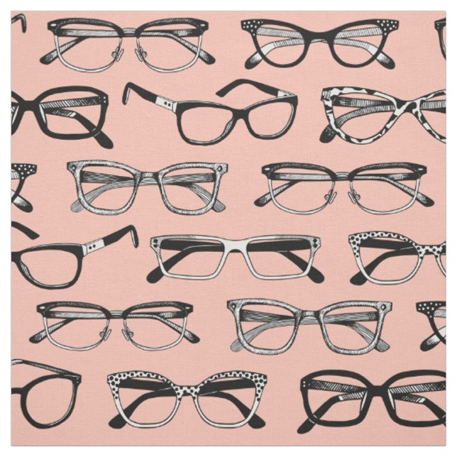 Pale Pink Glasses, Eyeglasses, Eyewear Fabric (Swatch)