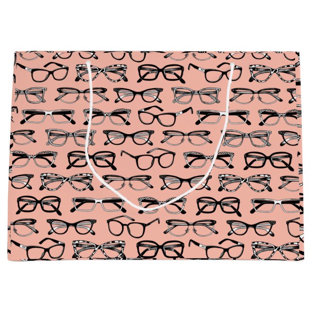 Pale Pink Glasses, Eyeglasses, Eyewear Large Gift Bag (Front)