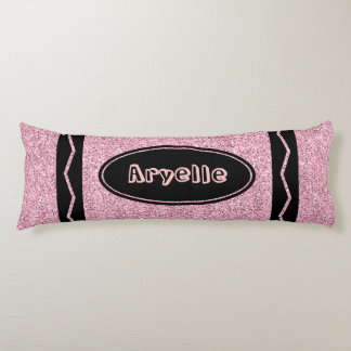 Pale Pink Glitter Crayon Custom Name Body Pillow
