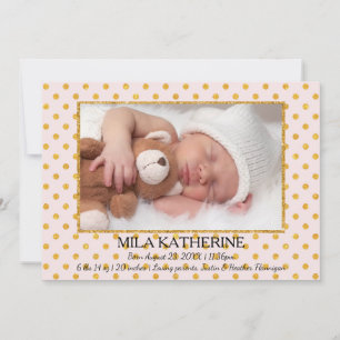Pale Pink Gold Glitter Dots - Birth Announcement