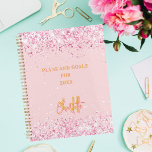 Pale pink gold name script 2026 planner
