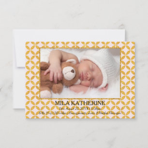 Pale Pink Gold Pattern - 3x5 Birth Announcement