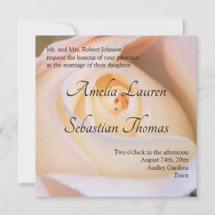 Pale Pink Gold Rose Wedding Invitation
