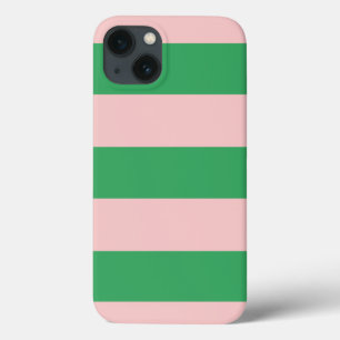 Pale Pink & Green Stripes iPhone 13 Case