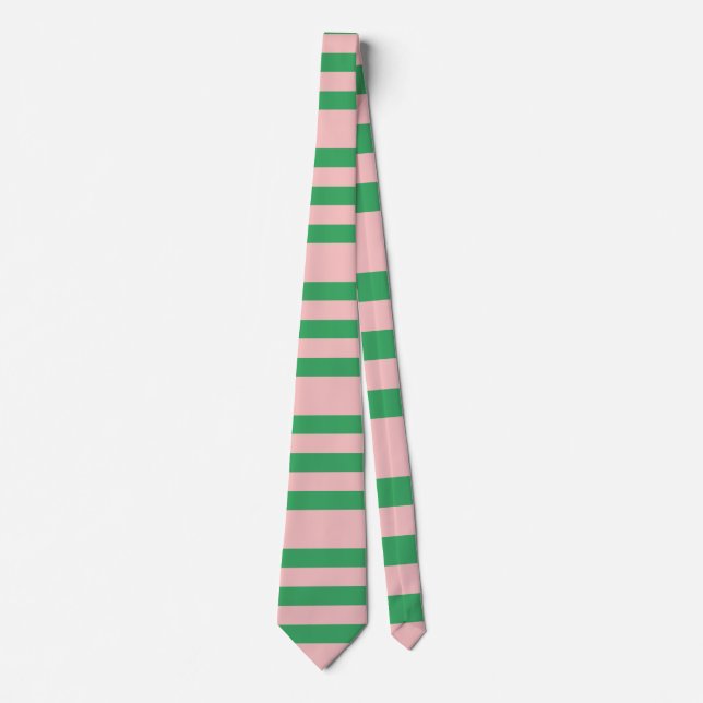 Pale Pink & Green Stripes | Custom Tie (Front)