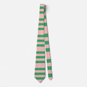 Pale Pink & Green Stripes Custom Tie