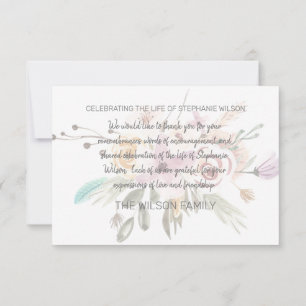 Pale Pink & Grey Funeral Bereavement Thank You Card