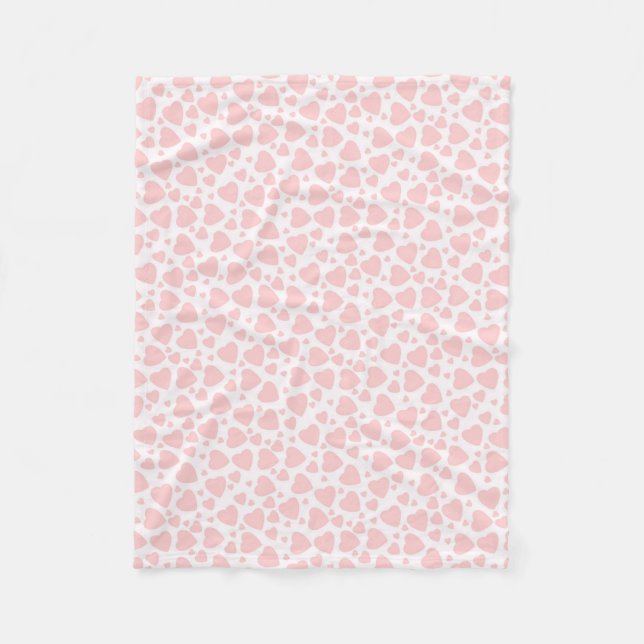 Pale Pink Hearts Fleece Blanket (Front)