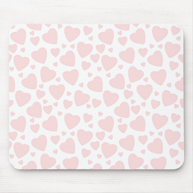 Pale Pink Hearts Mouse Pad (Front)