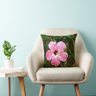 "PALE PINK HIBISCUS DECORATIVE ACCENT PILLOW" CUSHION