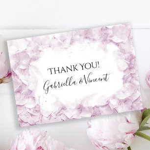 Pale Pink Hydrangea Watercolor Wedding Thank You