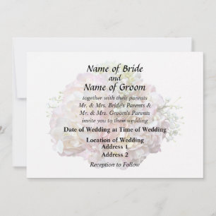 Pale Pink Hydrangea Wedding Supplies Invitation