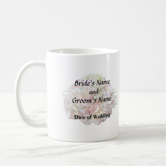 Pale Pink Hydrangea With Baby Breath Coffee Mug (Left)