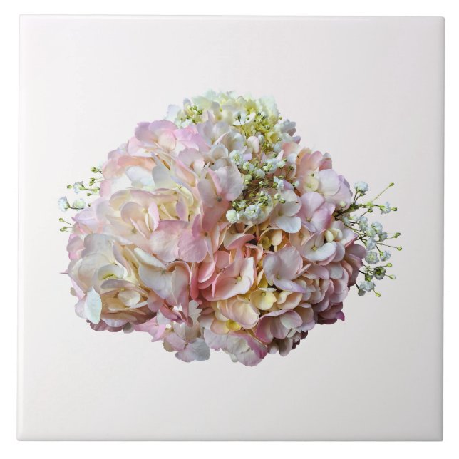 Pale Pink Hydrangea With Baby Breath Tile (Front)