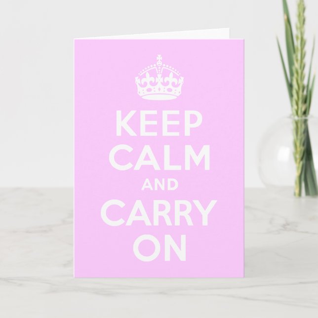 Pale Pink Keep Calm and Carry On Card (Front)