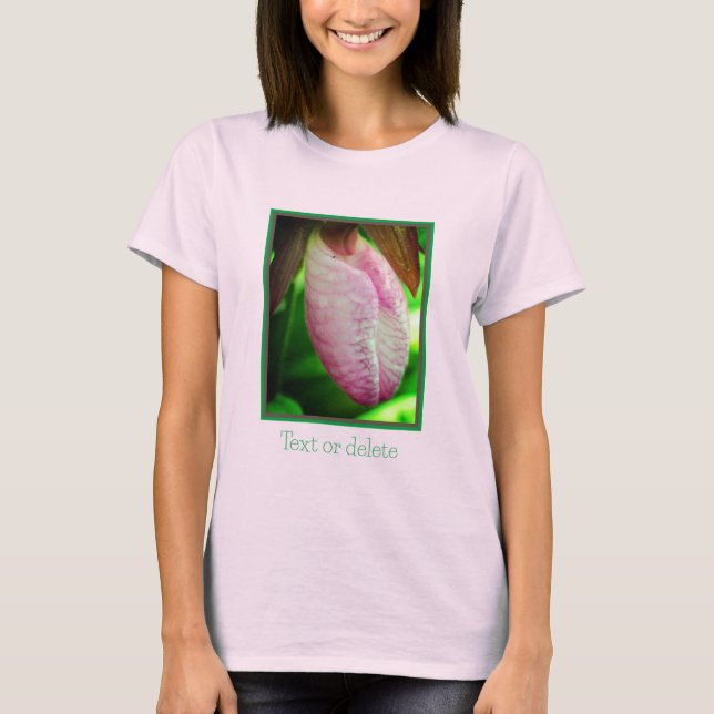 Pale Pink Lady Slipper Orchid Flower Personalised T-Shirt (Front)