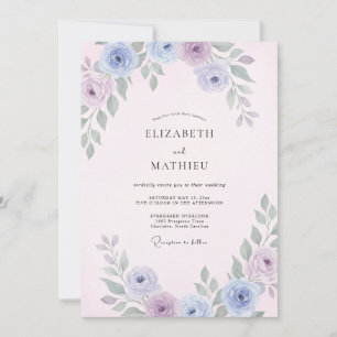 Pale Pink Lilac Petal Wedding Invitation