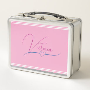 Pale Pink Metal Lunch Box