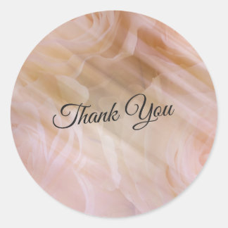 Pale Pink Modern Tulle Floral Thank You Sticker