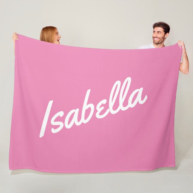 Pale Pink or Any Custom Colour Your Baby Girls Nam Fleece Blanket (In Situ)