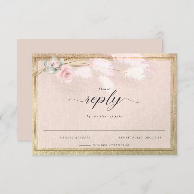 Pale Pink Pampas Grass Rosebud RSVP (Front/Back)