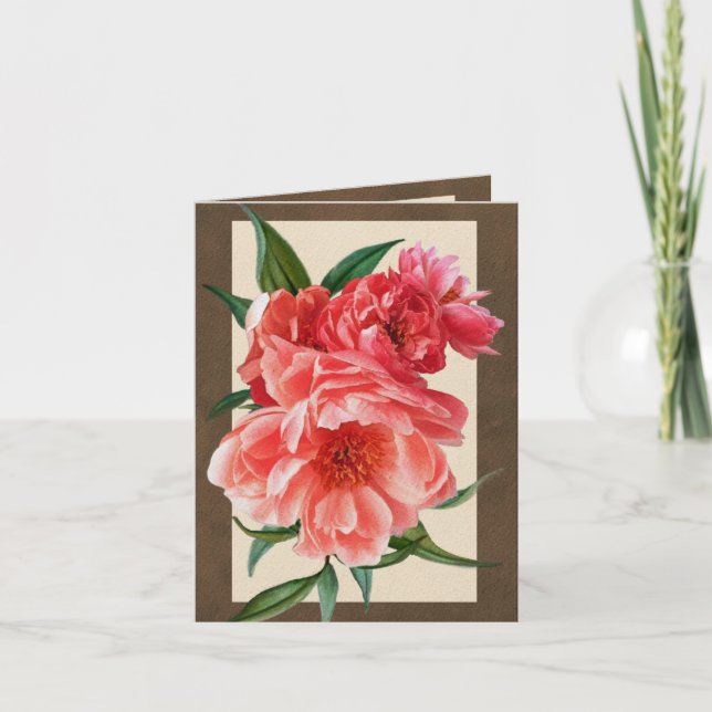 Pale Pink Peonies Greeting Card (Front)