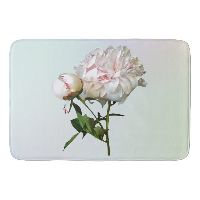 Pale Pink Peony and Bud Bath Mat (Front)
