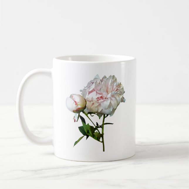 Pale Pink Peony and Bud Coffee Mug (Left)