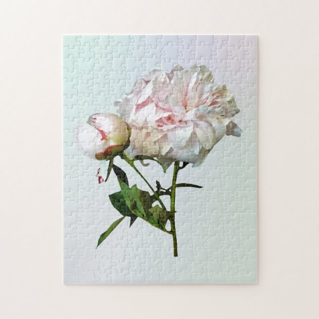 Pale Pink Peony and Bud Jigsaw Puzzle (Vertical)