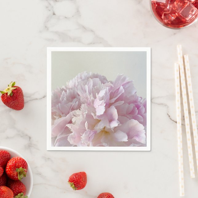 Pale pink peony closeup napkin (Insitu)