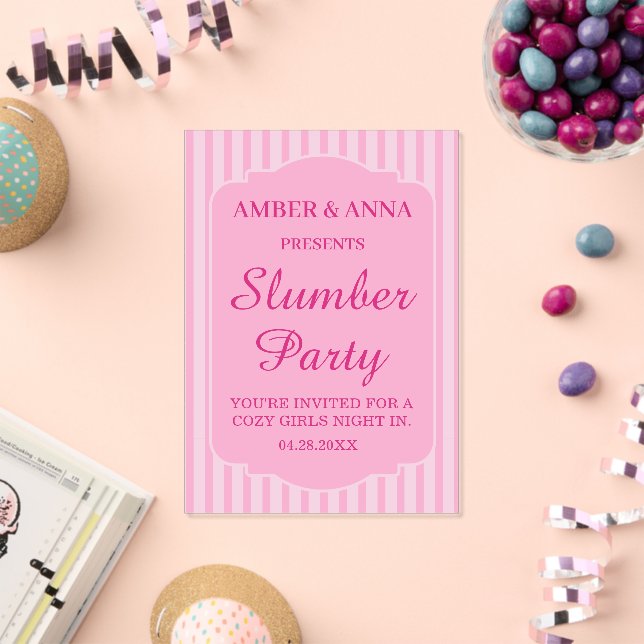 PALE PINK PEROSNALIZED NAME SLUMBER PARTY ACRYLIC INVITATIONS (Insitu (Celebration))