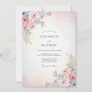 Pale Pink Petals Wedding Invitation
