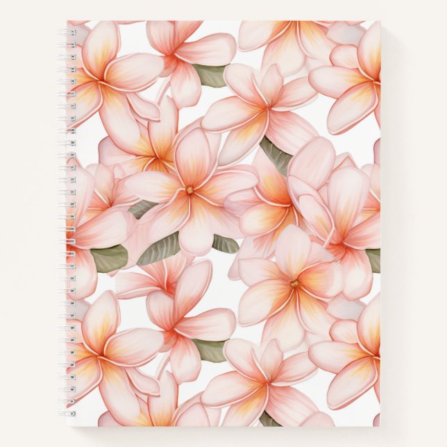 Pale Pink Plumeria Flower Spiral Notebook (Front)