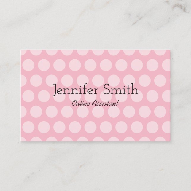 Pale Pink Polka Dot Business Card (Front)