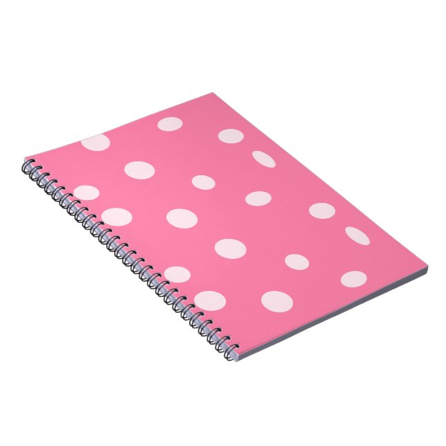 Pale pink polka dots on pink notebook (Right Side)