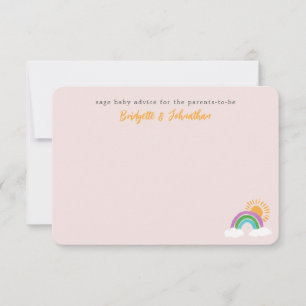 Pale Pink Pretty Rainbow Sunshine Baby Advice RSVP Card