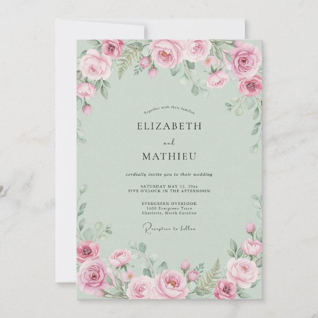 Pale Pink Romantic Blossom Wedding Invitation (Front)