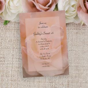 Pale Pink Rose Floral Sweet 16 Birthday Party Invitation