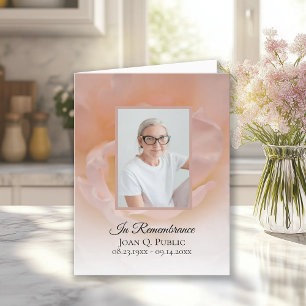 Pale Pink Rose Flower Petals Funeral Sympathy Thank You Card