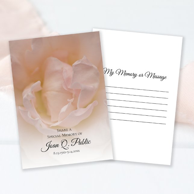 Pale Pink Rose Flower Share a Memory Funeral  Card (Creator Uploaded)