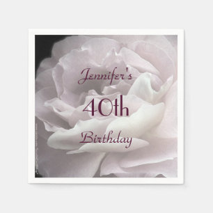 Pale Pink Rose Paper Napkins, 40th Birthday Party Napkin