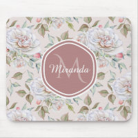 Pale Pink Rose Pattern With Monogram and Name