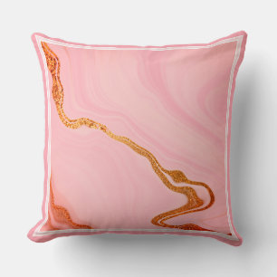 Pale Pink Rose Petal Blends Faux Marble Cushion