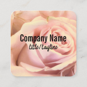 Pale Pink Rose Petals Elegant Floral Custom Square Business Card
