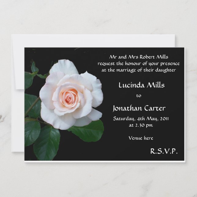 Pale Pink Rose Wedding Invitation (Front)