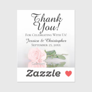 Pale Pink Rose Wedding Thank You Mini Bottle Label