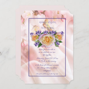 Pale Pink Rose With Purple Accents Invitation