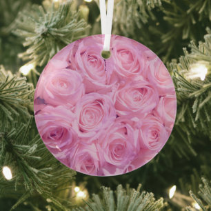 Pale pink roses glass tree decoration